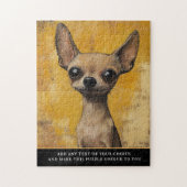 Puzzle Expressive Chihuahua Art Yellow Textured Pet (Vertical)