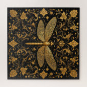 Puzzle Exquise libellule d'or avec l'art floral (Horizontal)
