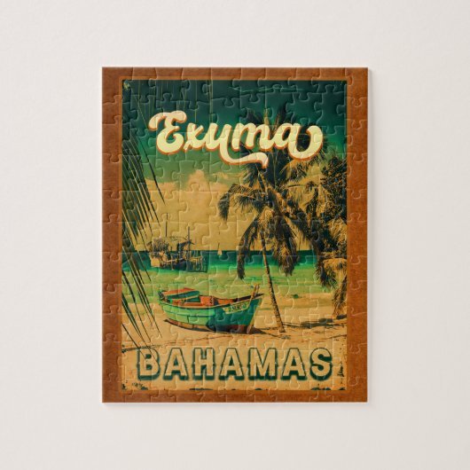 Puzzle Exuma Bahamas - Plage Vintage Rétro Souvenirs (Vertical)