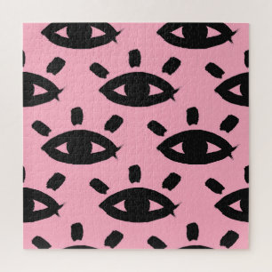 Puzzle Eyes Watercolor Brush, Motif Sketch.