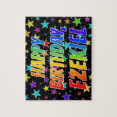 Puzzle "EZEKIEL" Prénom, Amusant "HEUREUX ANNIVERSAIRE" (Vertical)