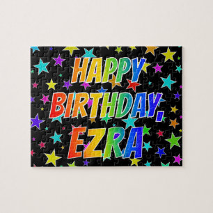 Puzzle "EZRA" Prénom, amusant "HEUREUX ANNIVERSAIRE"
