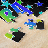 Puzzle "EZRA" Prénom, Amusant "HEUREUX ANNIVERSAIRE" (Côté)