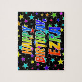 Puzzle "EZRA" Prénom, Amusant "HEUREUX ANNIVERSAIRE" (Vertical)