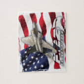 Puzzle F-22 Raptor et drapeau américain (Vertical)