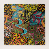 Puzzle Fabric africain : Patchwork d'animaux sauvages. (Horizontal)