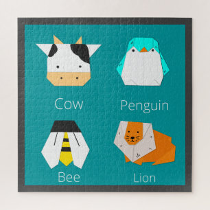 Puzzle Facile Dessin mignon Papier artisanat Animaux bleu