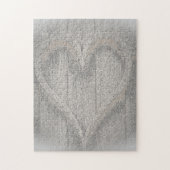 Puzzle Faded Love Heart Simulé Wood Grain (Vertical)