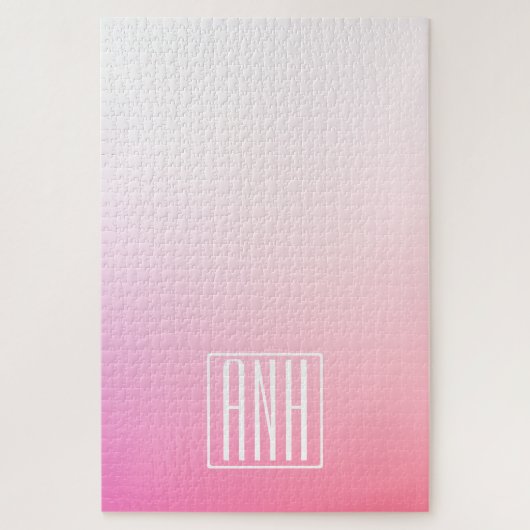 Puzzle Fading Pinks Dégradé & Vos Initiales (Vertical)
