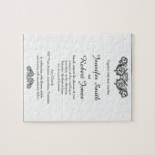 Puzzle Faire-part de mariage en filigrane floral blanc et (Horizontal)