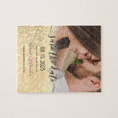 Puzzle Faire-part de mariage or à conserver (Horizontal)