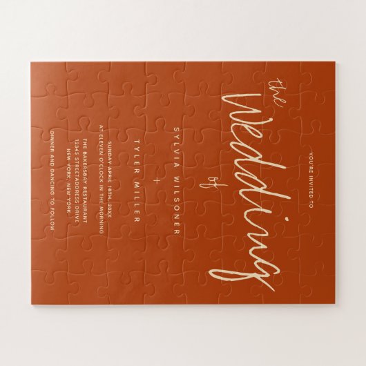 Puzzle Faire-part de mariage orange brûlé (Horizontal)