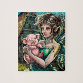 Puzzle Fairy and her Piglet on the Farm