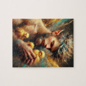 Puzzle Fairy and his Buff Chicks (Horizontal)