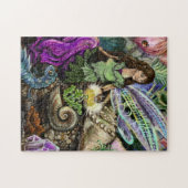 Puzzle Fairy and Newt Friends Fairytale Illustration Art (Horizontal)
