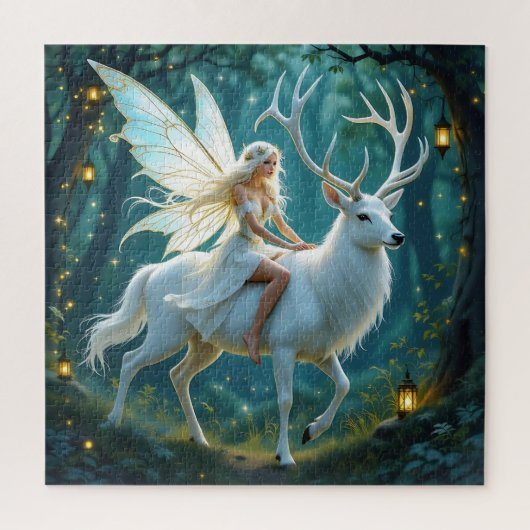 Puzzle Fairy and White Deer Magical Forest (Vertical)