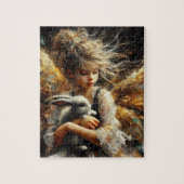 Puzzle Fairy Holding a Young Rabbit (Vertical)