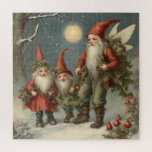 Puzzle Fairy Tale Christmas Gnome Family in Winter Forest<br><div class="desc">Illustration du conte de fées de Noël</div>