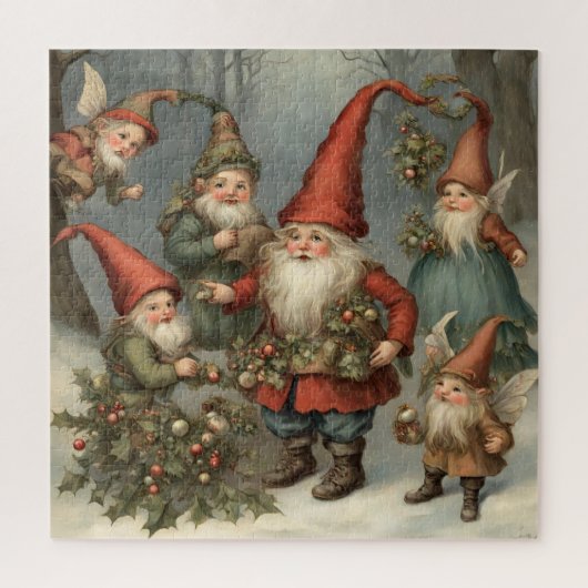 Puzzle Fairy Tale Noël Gnomes dans la forêt (Vertical)