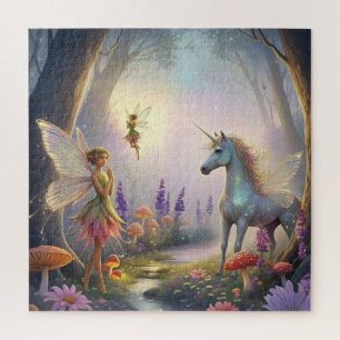 Puzzle Fairytale Forest Unicorne Trees Fée Champignons