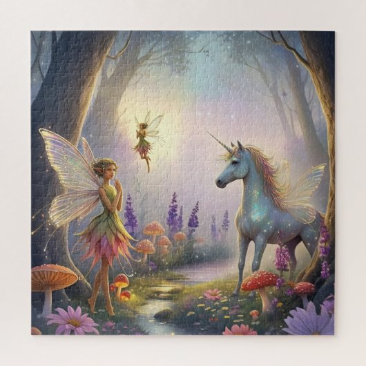Puzzle Fairytale Forest Unicorne Trees Fée Champignons (Vertical)