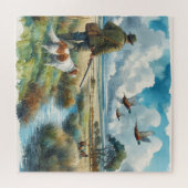 Puzzle Faisan à collier Aquarelle Chasseurs (Horizontal)