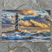 Puzzle Faisceau du phare spectaculaire avec des vagues or