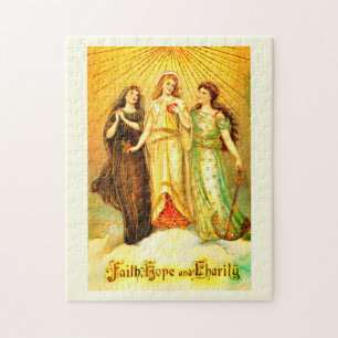 Puzzle Faith Hope et Charité Art vintage