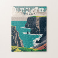 Falaises de Moher Irlande Travel Art Vintage