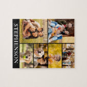 Puzzle Famille 6 Photo Collage Minimaliste Simple Noir (Horizontal)