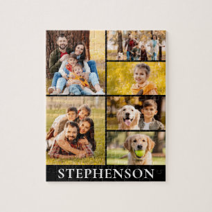Puzzle Famille 6 Photo Collage Minimaliste Simple Noir