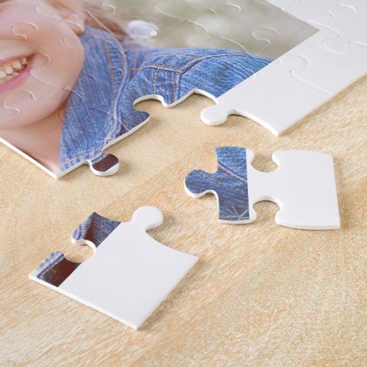 Puzzle Famille Custom 8 Photo Printemps Blanc Coeurs vert (Côté)