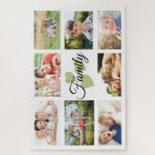 Puzzle Famille Custom 8 Photo Printemps Blanc Coeurs vert (Vertical)