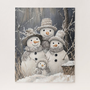 Puzzle Famille de bonshommes de neige Hiver enneigé