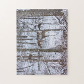 Puzzle Famille De Cerfs En Neige (Vertical)