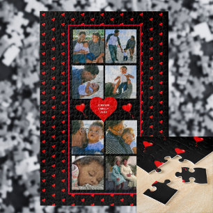 Puzzle Famille de collages photo Personnalisée Red Heart 