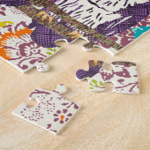 Puzzle Famille de hibou géométrique stylisée violet (Côté)