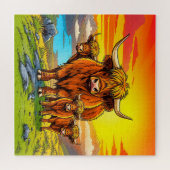 Puzzle Famille de vaches Highland (Horizontal)