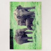 Puzzle famille des éléphants (Vertical)