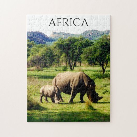 Puzzle famille des rhinocéros africains (Vertical)