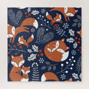 Puzzle Famille Fox : motif vintage sans soudure.