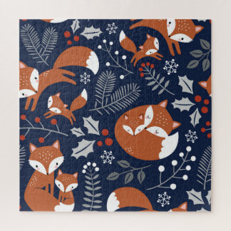 Puzzle Famille Fox : motif vintage sans soudure.