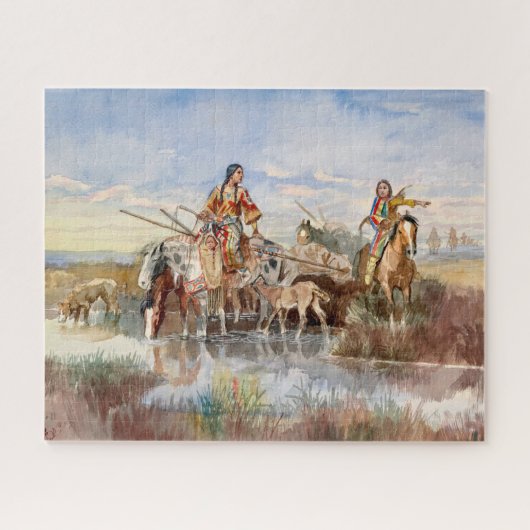 Puzzle Famille indienne avec Travois par Charles M. Russe (Horizontal)