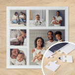 Puzzle Famille moderne 6 Carré Photo Collage<br><div class="desc">Ajoutez six de vos photos de famille préférées pour créer un superbe puzzle de collage photo unique avec une image focale plus grande et 5 petits carrés autour. Utilisez les outils de conception pour télécharger plus de photos, ajouter du texte et customiser les polices et les couleurs pour créer votre...</div>