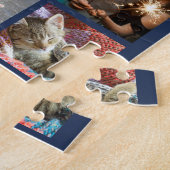 Puzzle Famille Photo Collage Marine Blue Modern Monogramm (Côté)