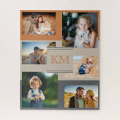 Puzzle Family 6 Photo Collage Monogrammed Initials (Vertical)