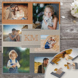 Puzzle Family 6 Photo Collage Monogrammed Initials<br><div class="desc">Custom jigsaw puzzle with 6 of your own photos. The design includes square photos and landscape photos on a background of burnt orange,  mushroom beige and charcoal grey. You can  further personalize the puzzle by adding your initial(s) to the center. Lovely family gift for children or grandparents alike.</div>