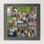 Puzzle Family Love Custom Photo Collage Modern Chalkboard (Vertical)