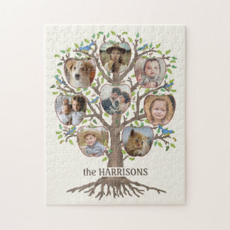 Puzzle Family Tree Photo Collage 8 Photos Nom Lt Beige