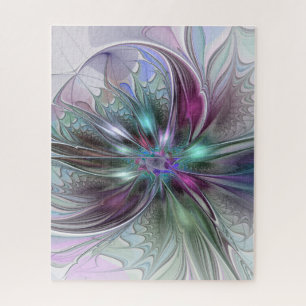 Puzzle Fantaisie Abstraite Moderne Fleur Fractale Colorée